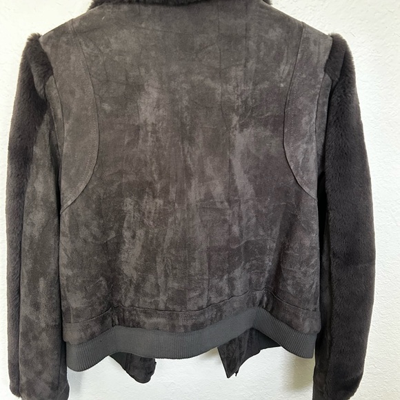 Women’s jacket , faux suede, faux fur, gray, warm - Picture 4 of 7